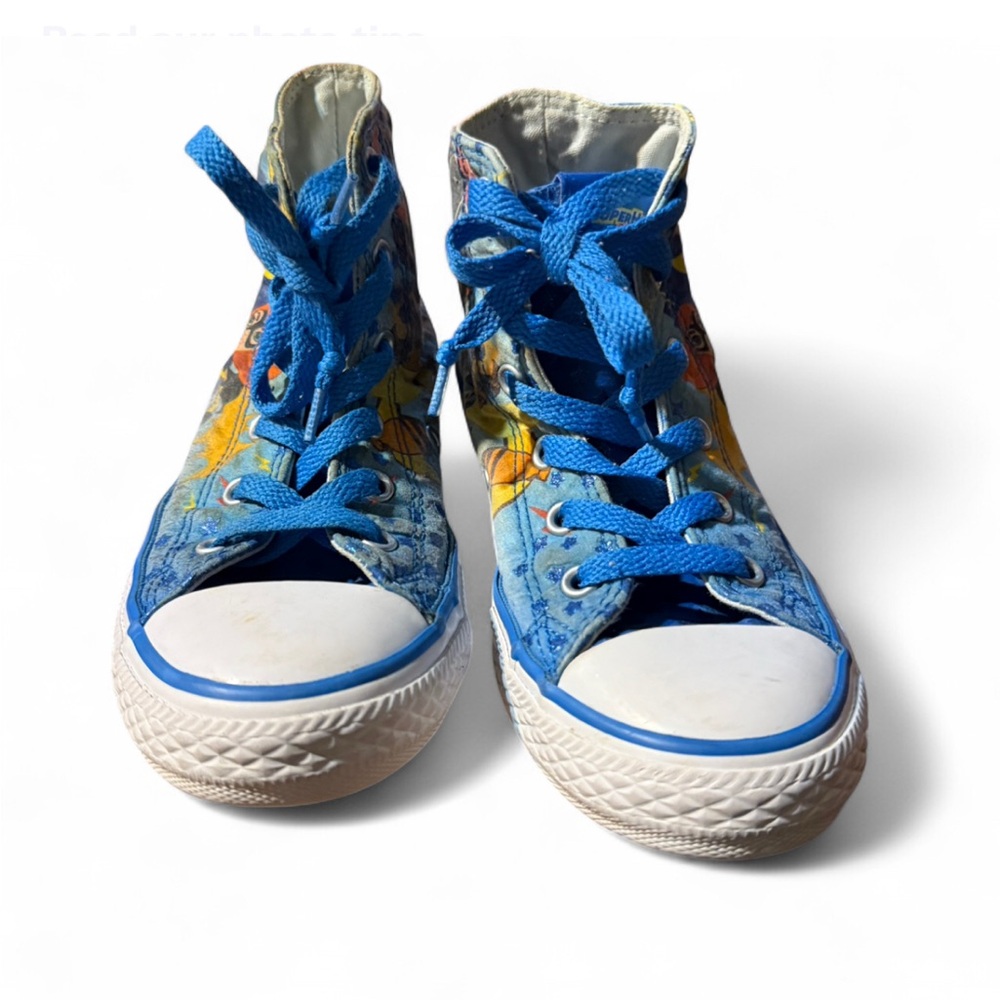 Kids converse super hero girls Blue High-Top Sneakers sz 1